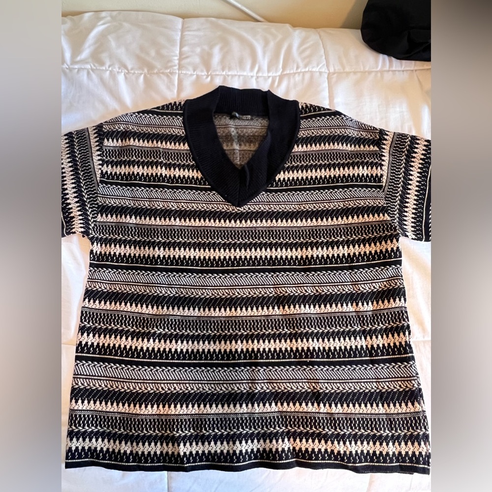 Dazy Chevron and Striped Pattern Drop Shoulder Sweater